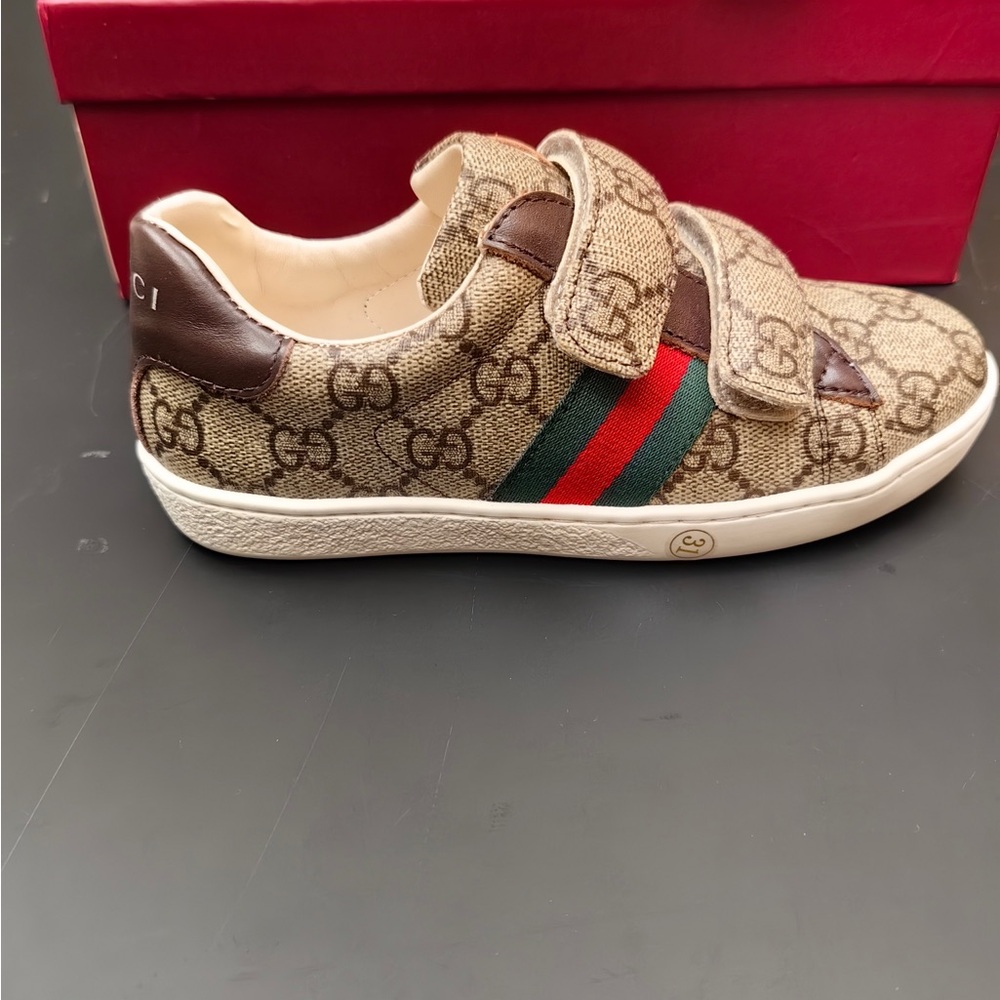 Gucci GG Monogram Velcro Sneakers - Beige/Brown - Picture 2 of 7